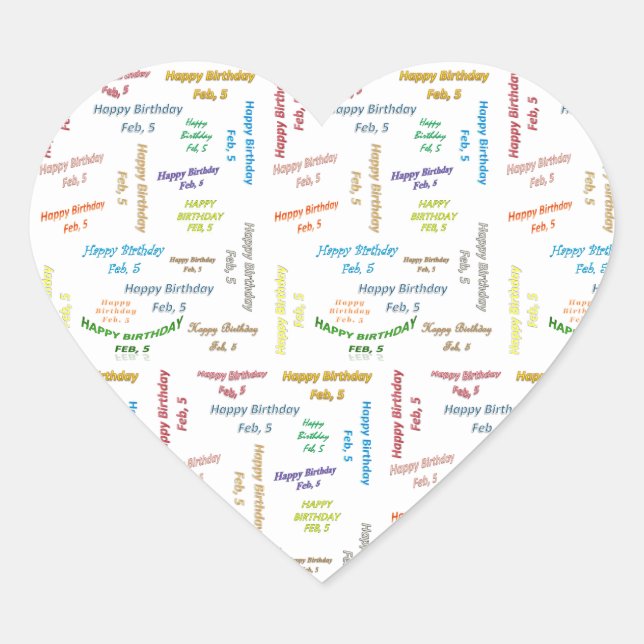 February, 5 Birthday Sticker (Front)