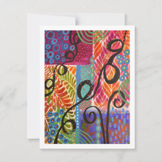 February Abstract with Stencil Flat Note Card