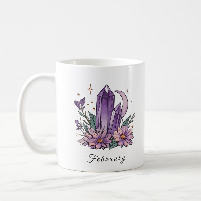 February Amethyst Coffee Mug (Left)
