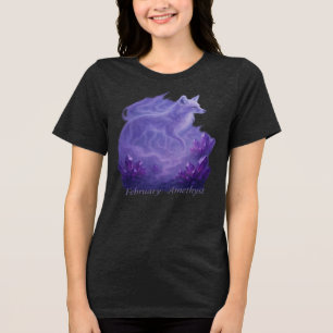 February Amethyst – Mystical Fox & Crystal Tri-Blend Shirt