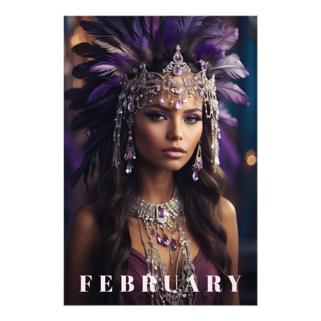 *~* FEBRUARY  AP53 Headdress AMETHYST Boho Photo Print (Front)