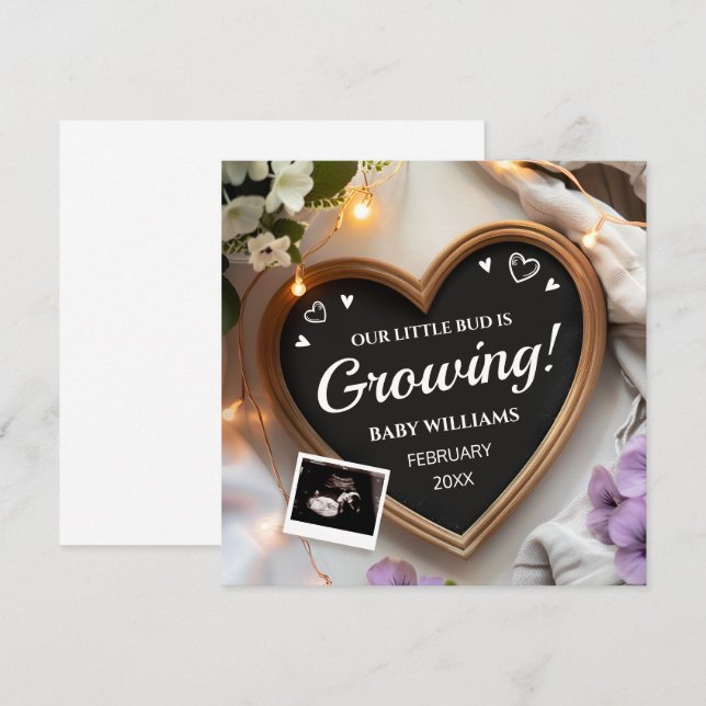 February Birth Flower Baby Announcement (Front/Back)