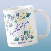 February Birth Flower Custom Name Primrose Violet