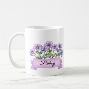 February Birth Flower Custom Violet Coffee Mug
