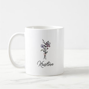 February Birth Flower & Elegant Script Name Coffee Mug