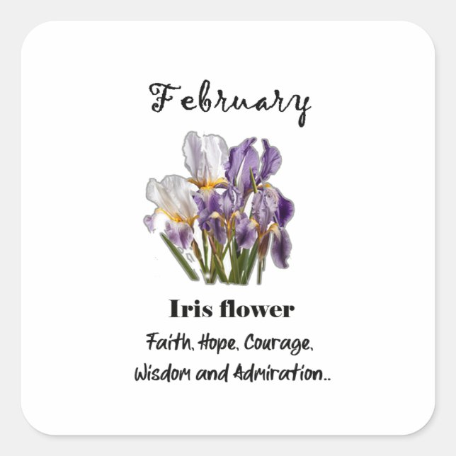 February Birth flower Iris Sticker (Front)