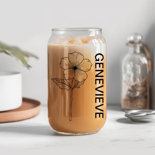 February Birth Flower Primrose with Custom Name  Can Glass