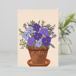 February Birth Flower Purple Violets Floral Foil Holiday Card