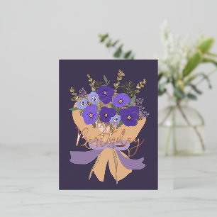 February Birth Flower Purple Violets Floral Foil Holiday Postcard