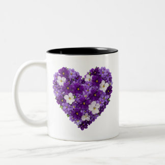 February Birth Flower Sweet Violet Heart Two-Tone Coffee Mug