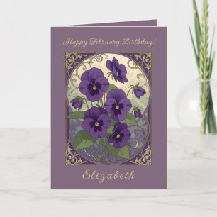 February Birth Flower Viola Flowers Art Nouveau St Card