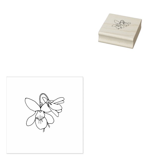 February Birth Flower Violet Rubber Stamp (Stamped)