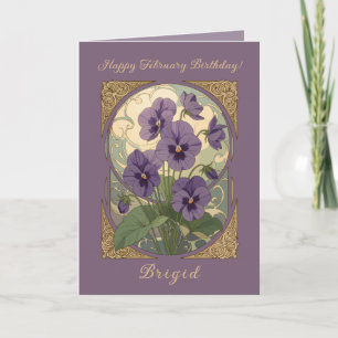 February Birth Flower Violet Viola Art Nouveau Sty Card