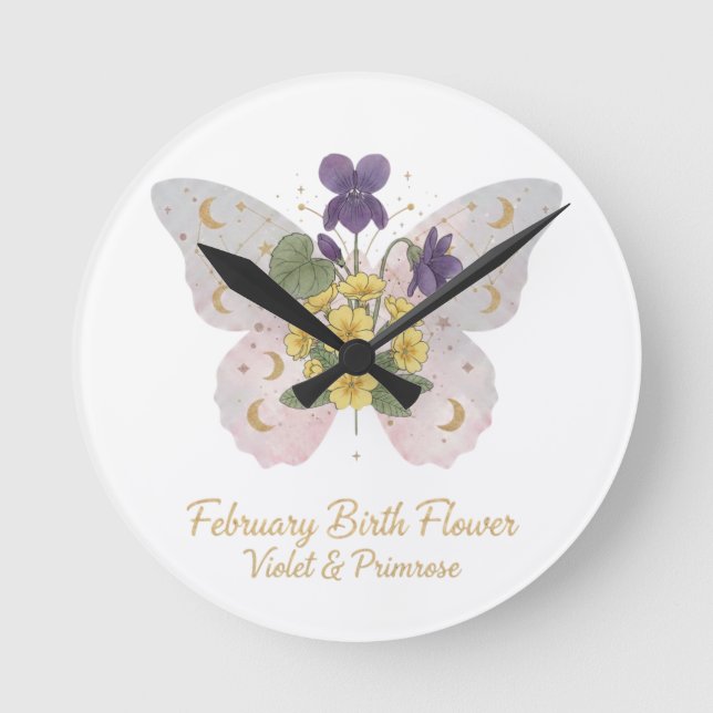 February Birth Flower Wall Clock (Front)
