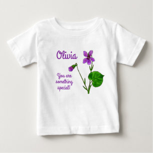 February birth flower Watercolor Violet Minimalist Baby T-Shirt