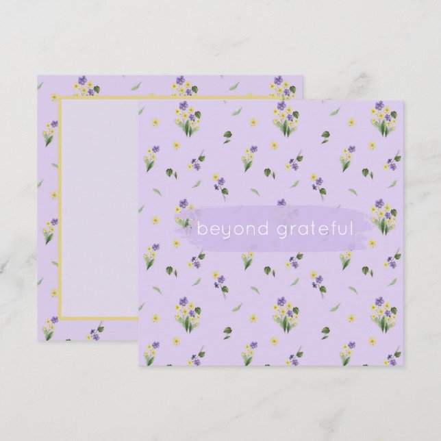 February Birth Flowers Primrose Violet Grateful Thank You Card (Front/Back)