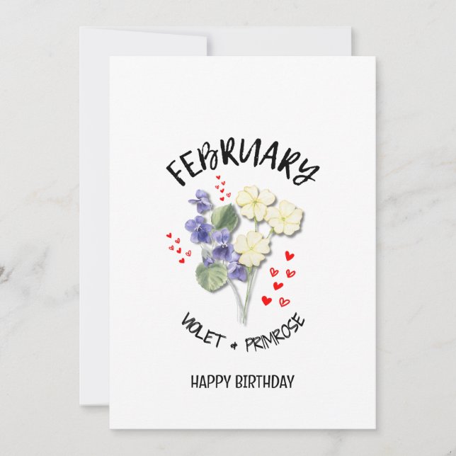 FEBRUARY Birth Month Flower Birthday Card (Front)