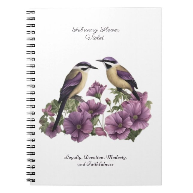 February Birth Month Flower Personalised Birthday Notebook (Front)