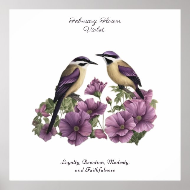 February Birth Month Flower Personalised Birthday Poster (Front)