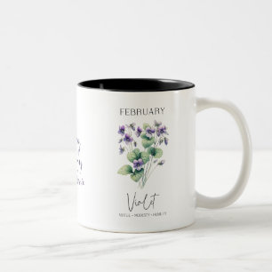 February Birth Month Flower Violet Birthday Gift Two-Tone Coffee Mug