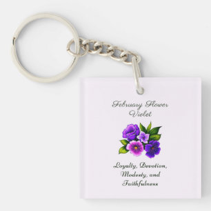 February Birth Month Flower Violet Delicate Floral Key Ring