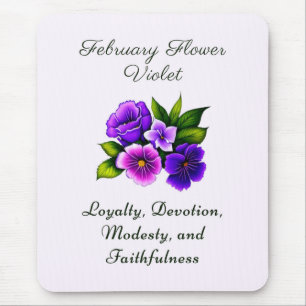 February Birth Month Flower Violet Delicate Floral Mouse Mat