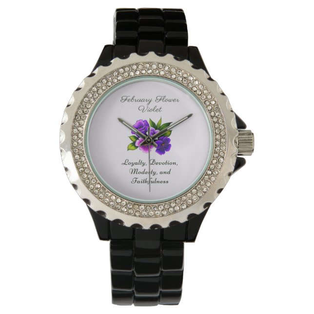 February Birth Month Flower Violet Delicate Floral Watch (Front)