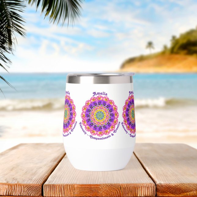 February Birth Month Flowers Violet Mandala (Beach)