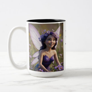 February Birth Month - Violet Flower Fairy - Two-Tone Coffee Mug