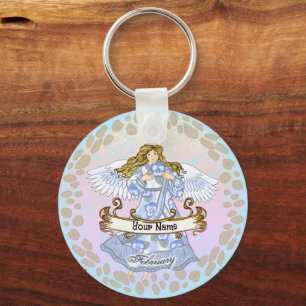 February Birthday Angel birthday custom keychains