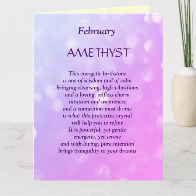 February Birthday Birthstone Amethyst Greeting Card (Front)