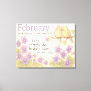 February Birthday Floral Inspirational Birth Month Canvas Print