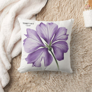 February Birthday Flower: Violet Personalized Gift Cushion