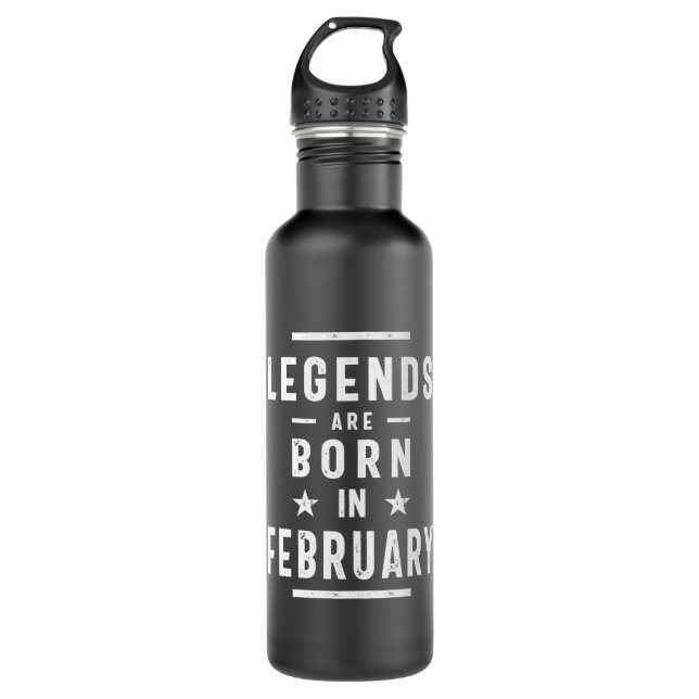 February Birthday Gift Legends Are Born In Februar 710 Ml Water Bottle (Front)