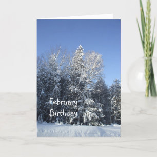 February Birthday-snow on  trees Card