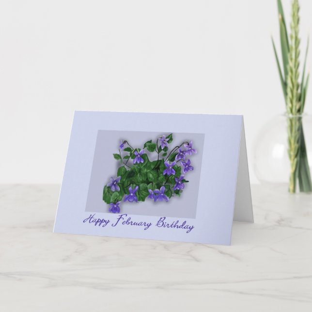 February Birthday Wild Violets Card (Front)