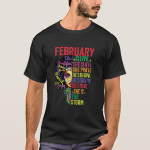 February Birthday Women African American Black Gir T-Shirt