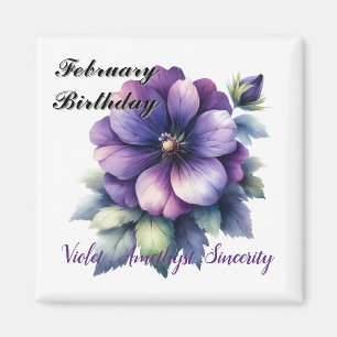 February Birthstone Amethyst and Violets Magnet