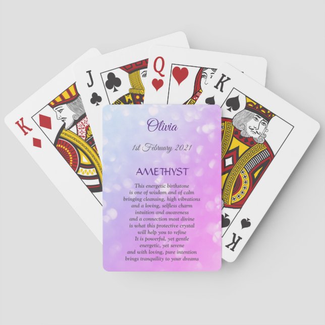 February Birthstone Amethyst design Playing Cards (Back)