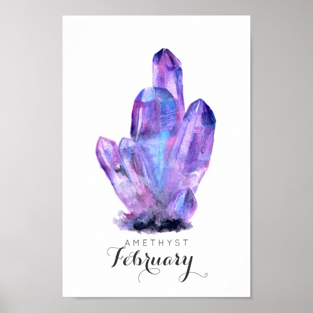 February Birthstone - Amethyst Watercolor | Poster (Front)