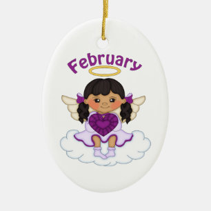 February Birthstone Angel Black Ceramic Tree Decoration