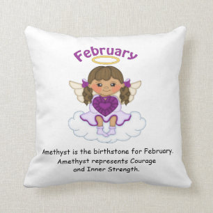 February Birthstone Angel Brunette Cushion