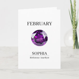 February Birthstone Birthday Name Amethyst Card