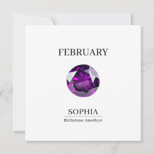 February Birthstone Birthday Name Amethyst Card