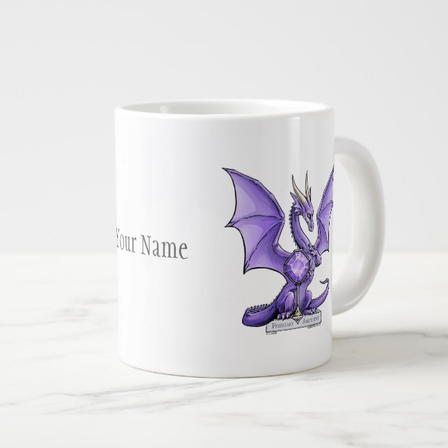 February Birthstone Dragon - Amethyst Large Coffee Mug (Front Right)