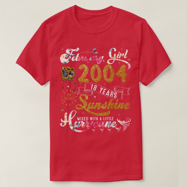 February Girl 2004 Sunflowers Butterflies 18th Bir T-Shirt (Design Front)