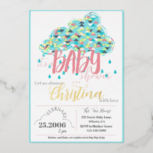 February Gold Foil Modern Baby Shower Invitation