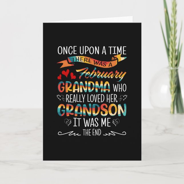 February Grandma Who Really Loved Her Grandsons Card (Front)
