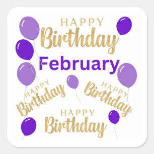 February happy birthday stickers