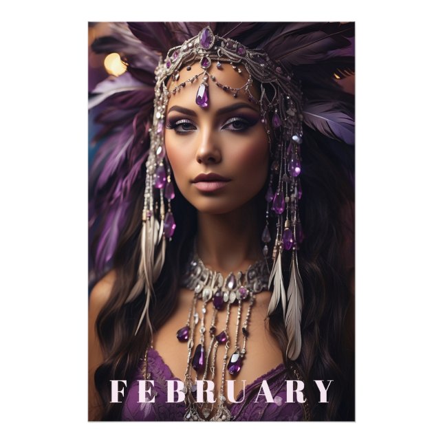 *~* FEBRUARY Headdress Boho AMETHYST AP53 Photo Print (Front)